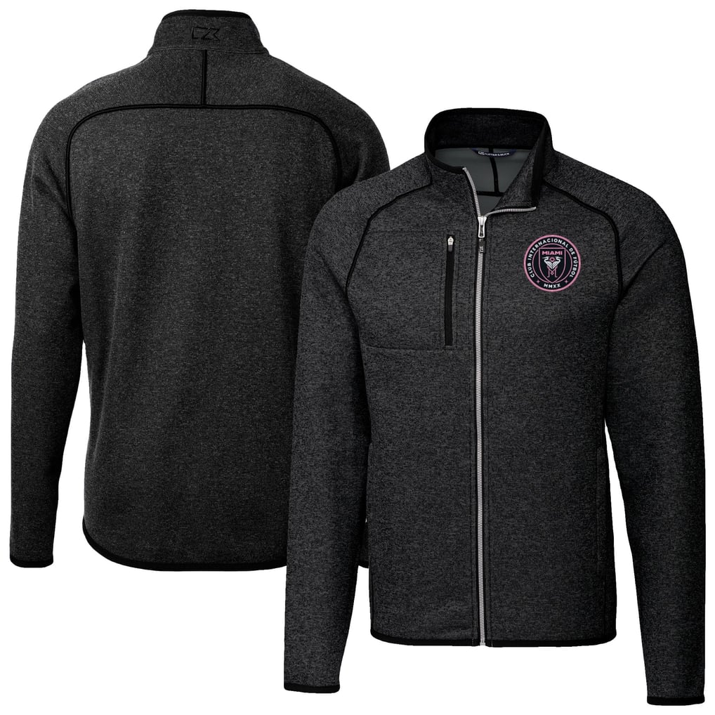  Inter Miami CF Cutter & Buck Mainsail Sweater-Knit Full Zip Jacket - Heather Charcoal